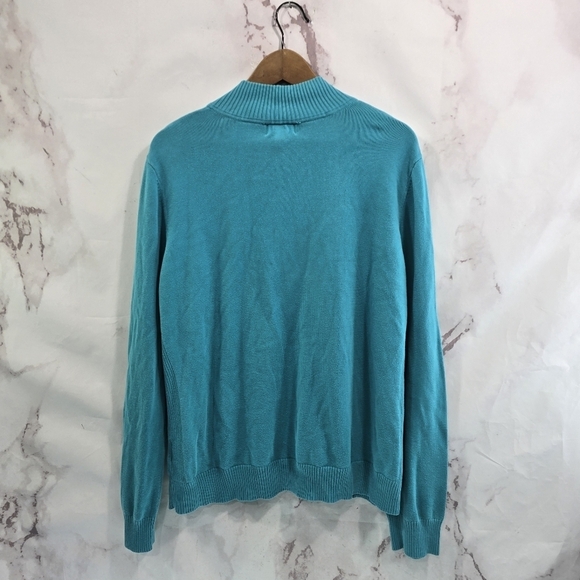 Foxcroft Sweater Womens XXL 2XL Blue Quarter Half Zip Pullover Cotton Mock - Picture 5 of 11